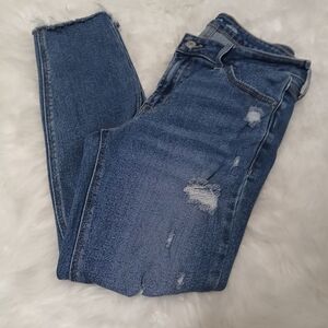 Old Navy Blue Skinny Distressed Mid-Rise  Jeans Size 10 Short